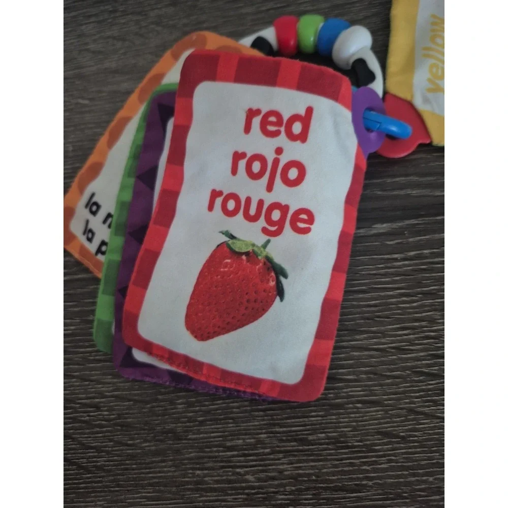 BABY EINSTEIN Take Along Discovery Cards Clip-on 10 Images Crinkle Teether Toy.
